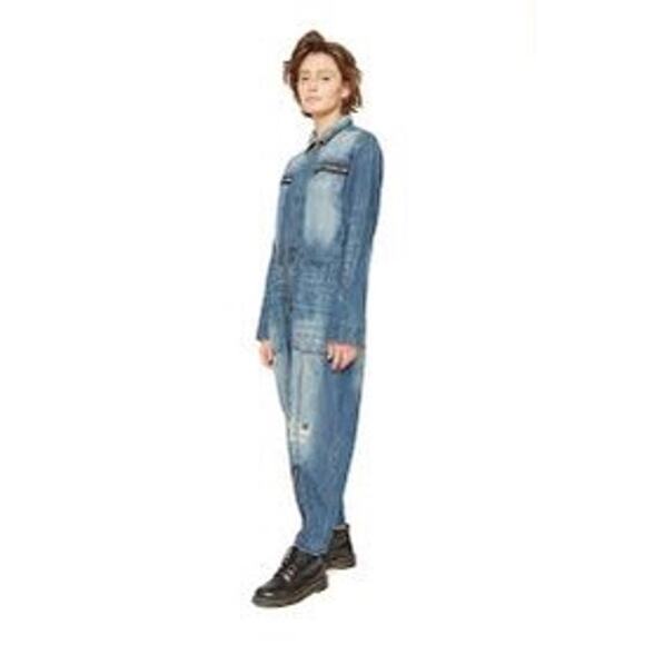 Free People v. Sandrine Rose Indigo Stripe Zipper Jumpsuit - M - Picture 1 of 11